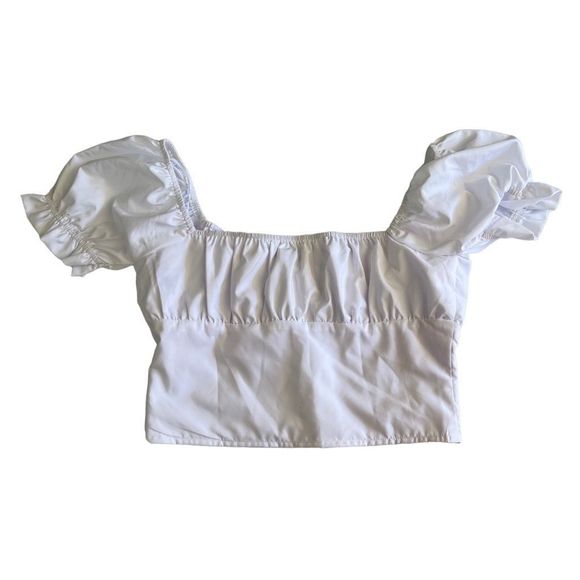 Superdown White Button Front Gabbie Ruched Crop Top Size XS NWT - Picture 7 of 7